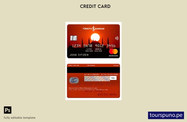 lista para imprimir la plantilla de mastercard del banco Turquía Bankasi